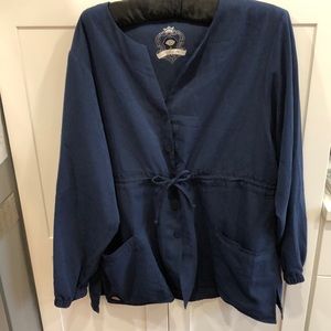 Dickies Black Label Jacket Womens NavyBlue Scrub Top Pockets Button Front